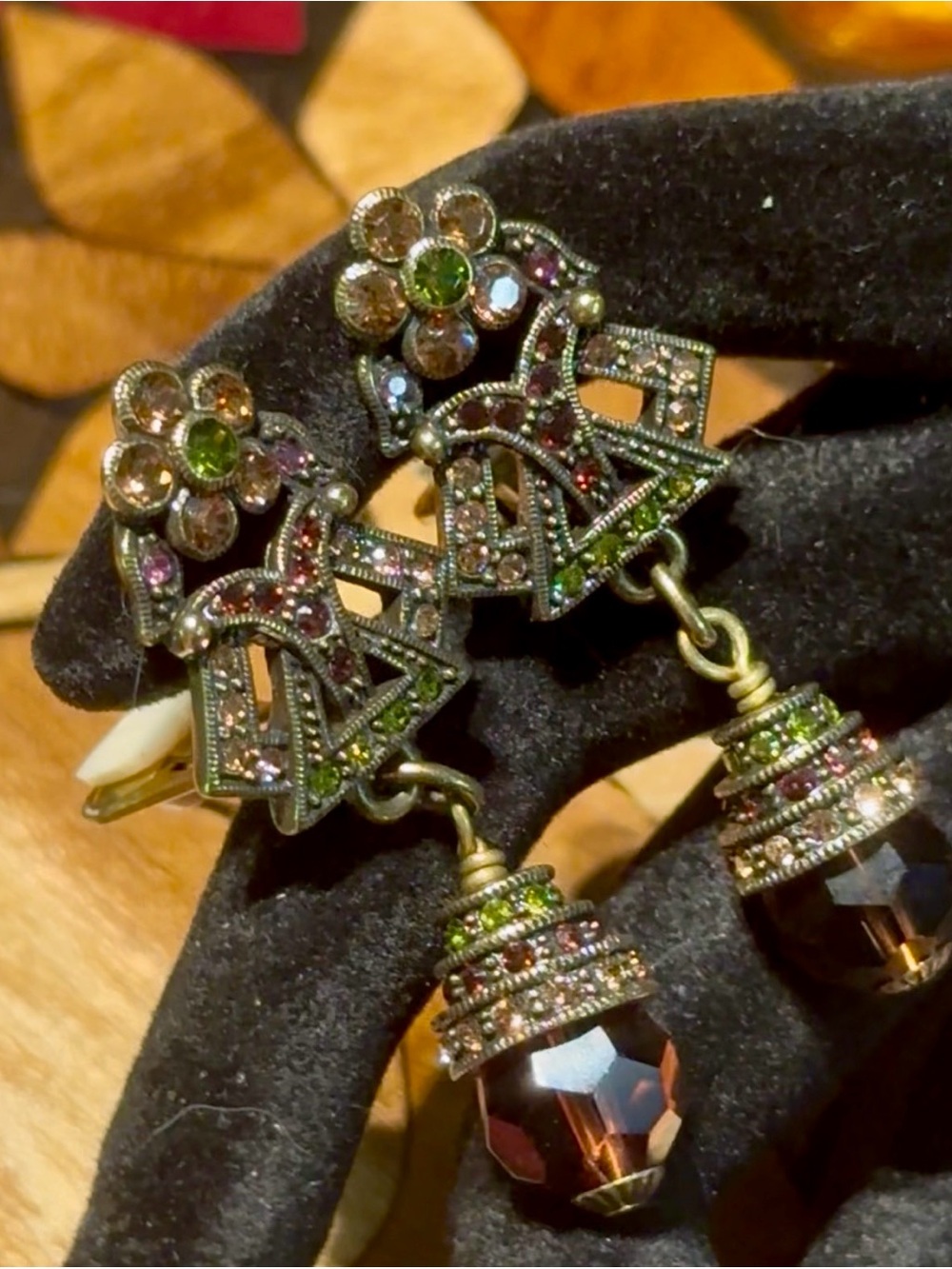 Heidi Daus Art Deco Beaded Clip Earrings